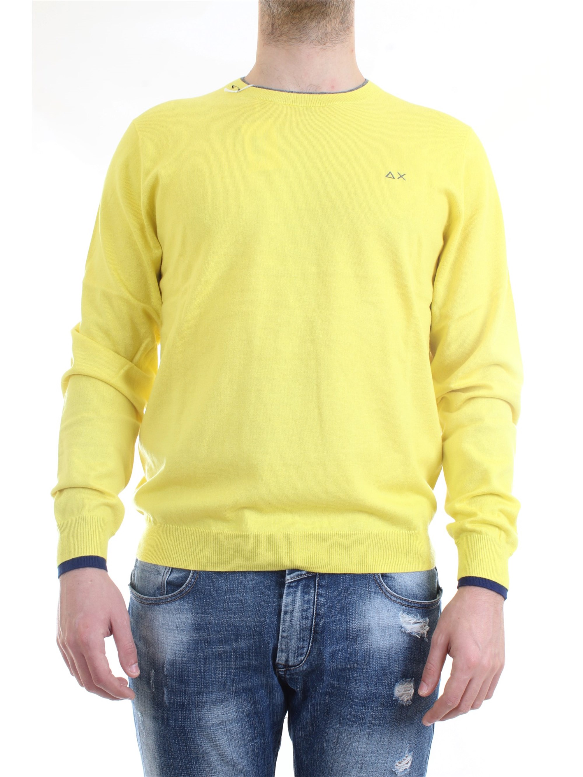 SUN68 K40105 Giallo Abbigliamento Uomo Maglia