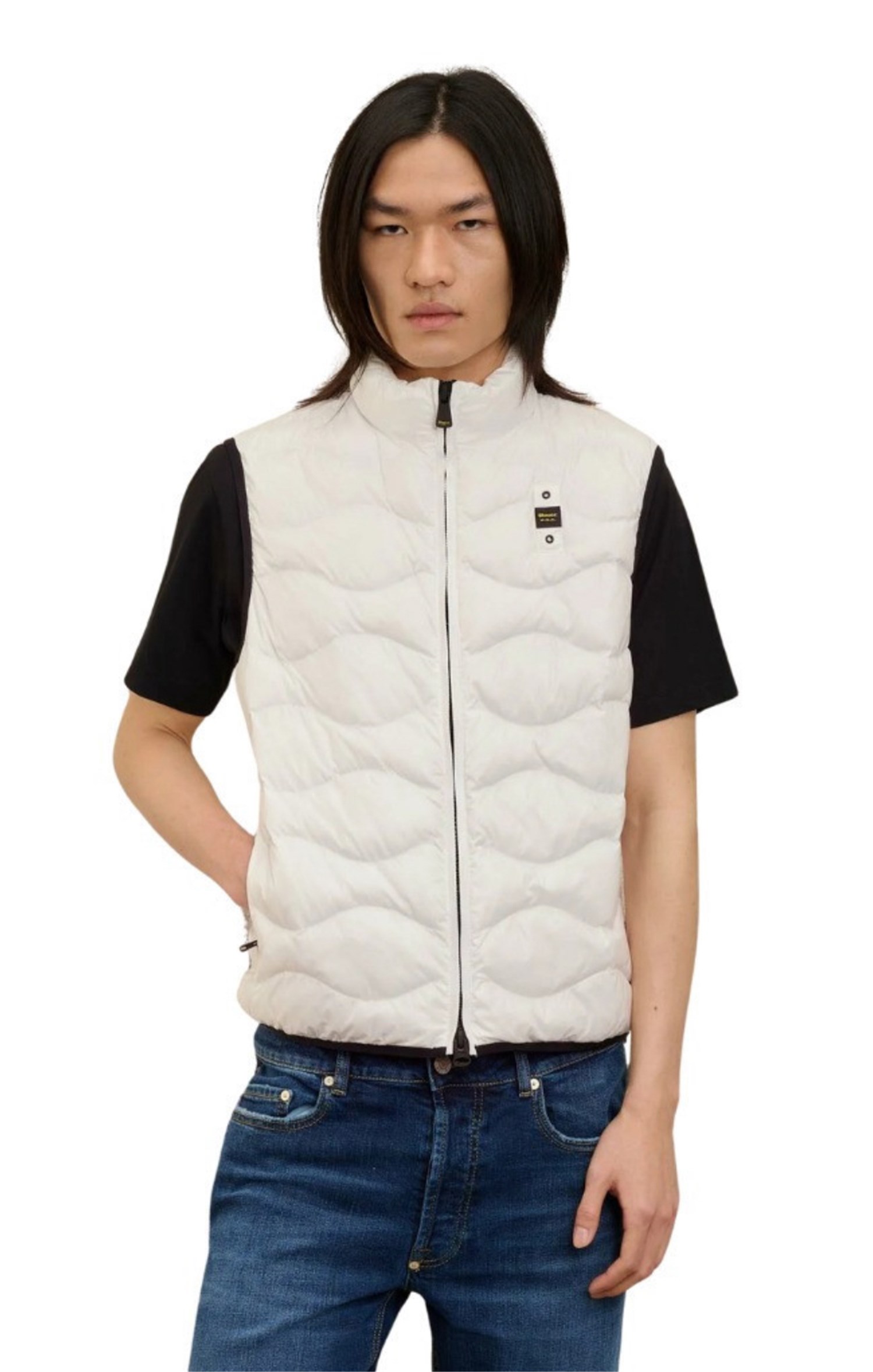Blauer 25SBLUX02081 005958 Bianco Abbigliamento Uomo Gilet