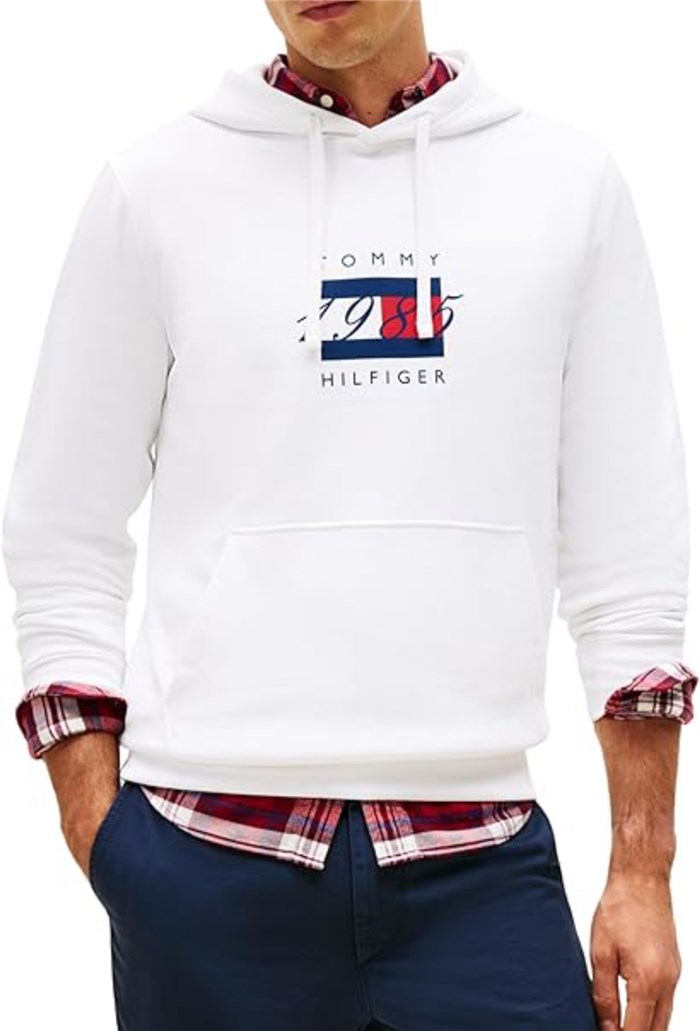 TOMMY HILFIGER MW0MW41332 Bianco Abbigliamento Uomo Felpa
